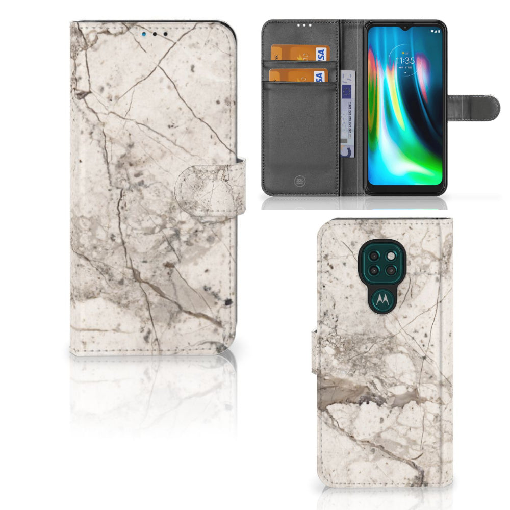 Motorola Moto G9 Play | E7 Plus Bookcase Marmer Beige