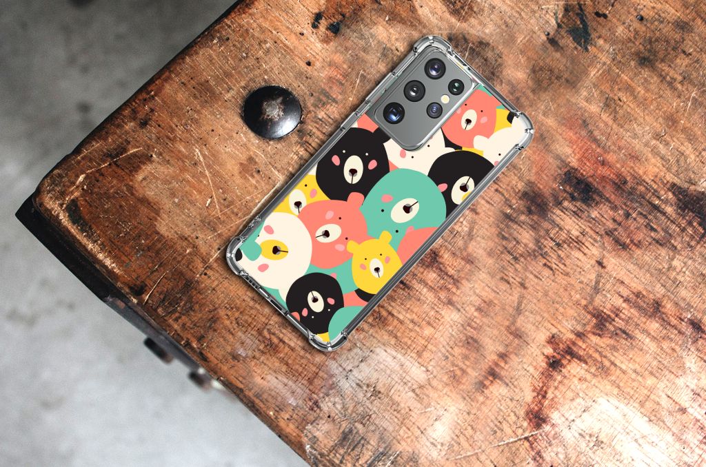 Samsung Galaxy S21 Ultra Stevig Bumper Hoesje Bears B2C Telecom