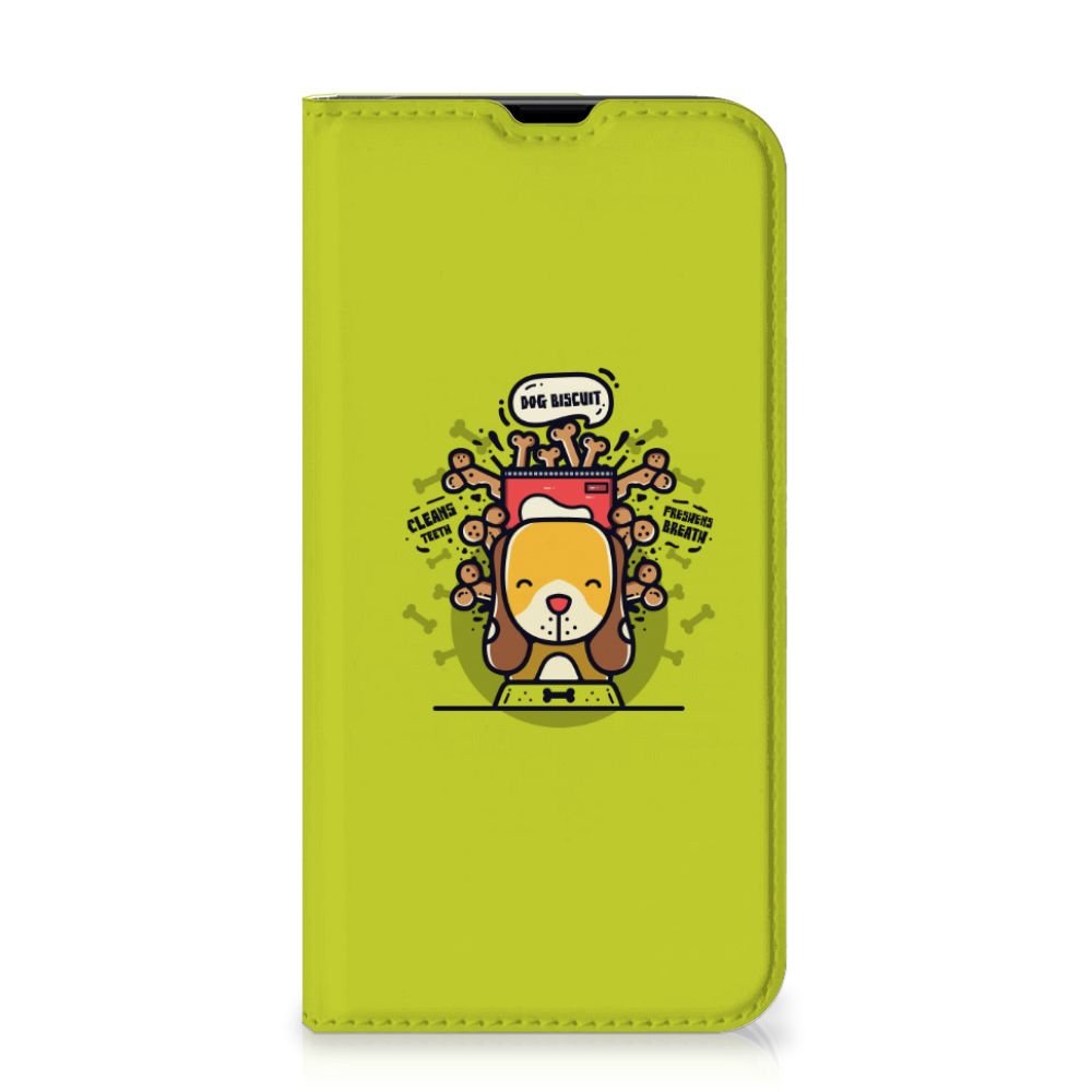 iPhone 13 Pro Magnet Case Doggy Biscuit met schattig hondenontwerp đļ en pasjesvakhouder.