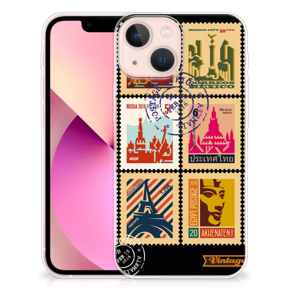 iPhone 13 mini Siliconen Back Cover Postzegels