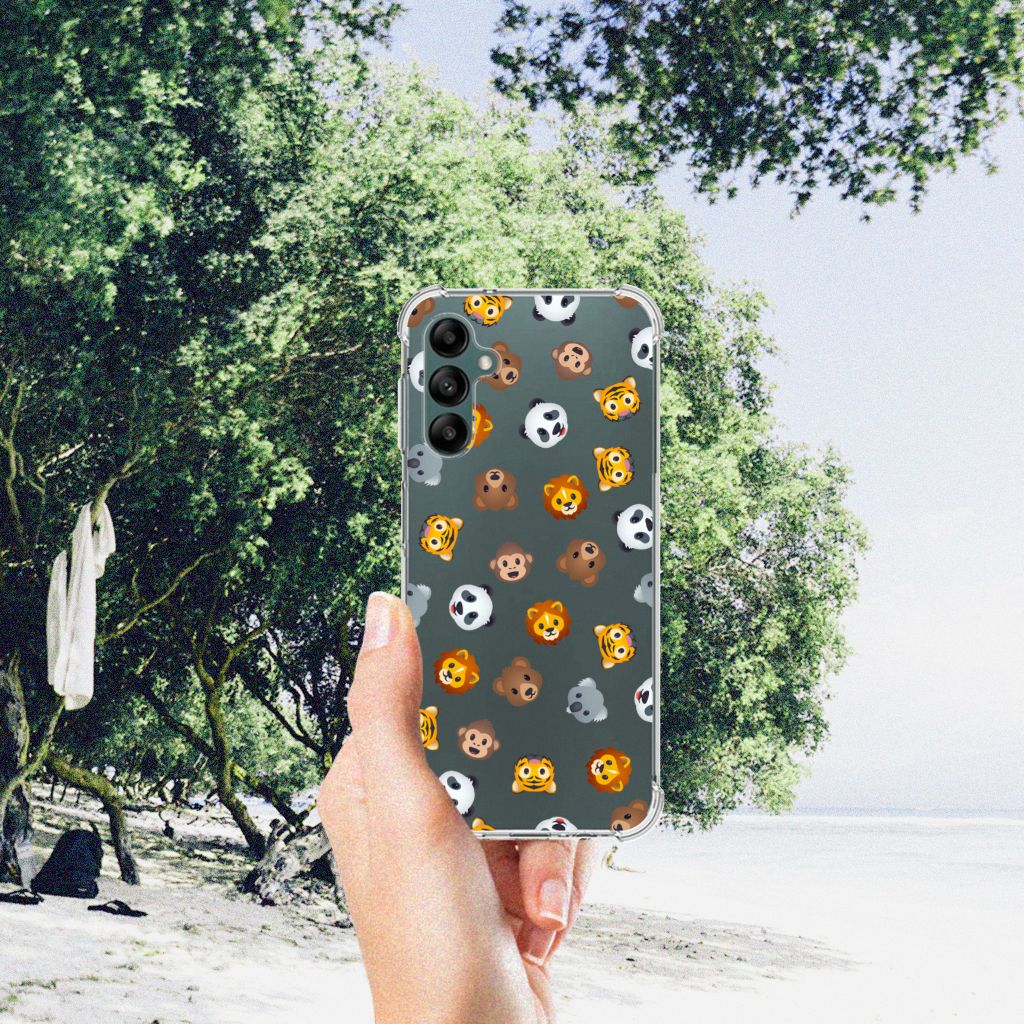 Doorzichtige Silicone Hoesje voor Samsung Galaxy A14 5G/4G Dieren Emojis met kleurrijke dieren emoji's