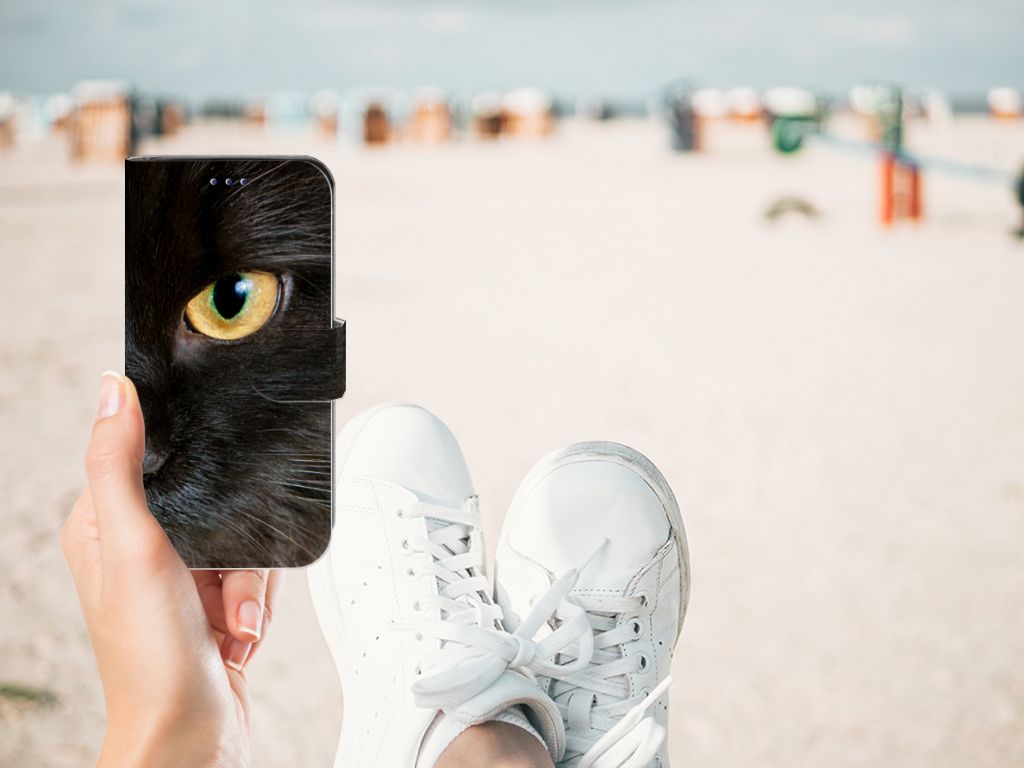 Samsung Galaxy S10e Telefoonhoesje met Pasjes Zwarte Kat
