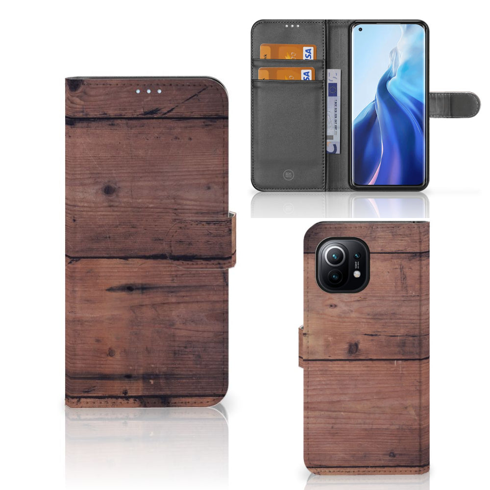 Xiaomi Mi 11 Book Style Case Old Wood