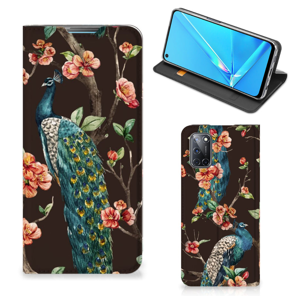 OPPO A52 | A72 Hoesje maken Pauw met Bloemen