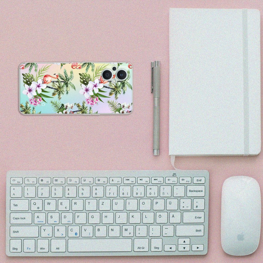 OPPO Reno8 Lite TPU Hoesje Flamingo Palms B2C Telecom