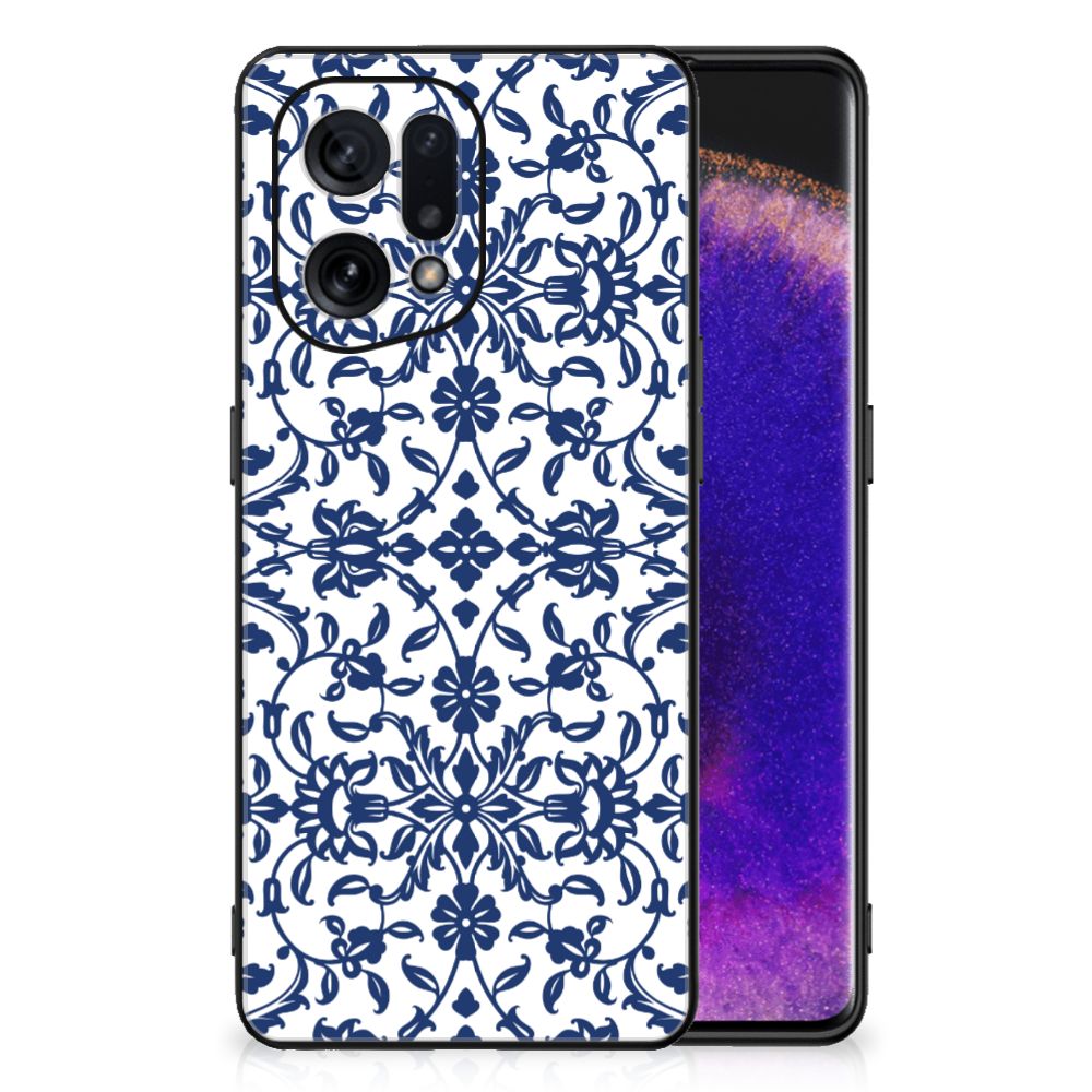 OPPO Find X5 Bloemen Hoesje Flower Blue