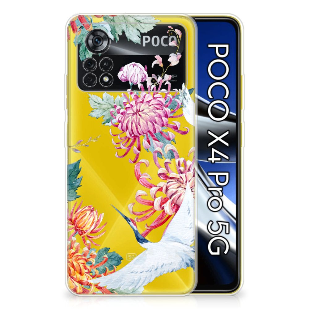 Xiaomi Poco X4 Pro 5G TPU Hoesje Bird Flowers