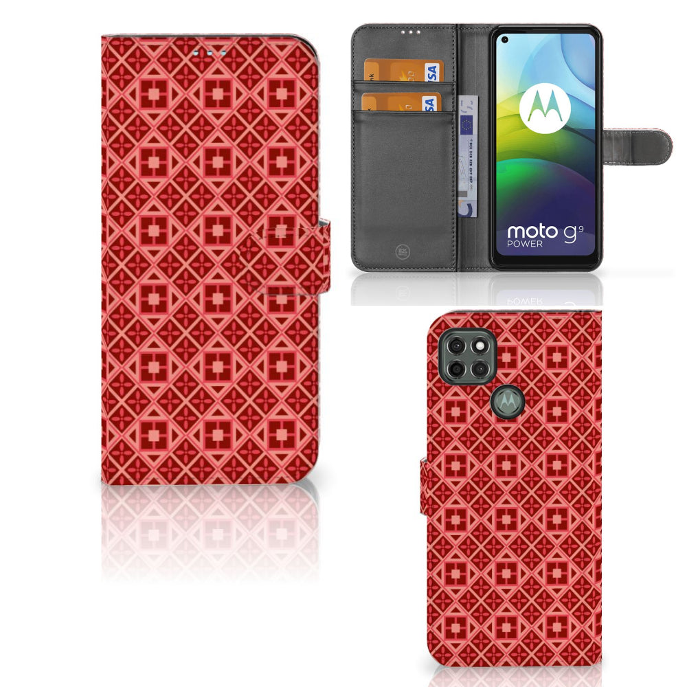 Motorola Moto G9 Power Telefoon Hoesje Batik Rood