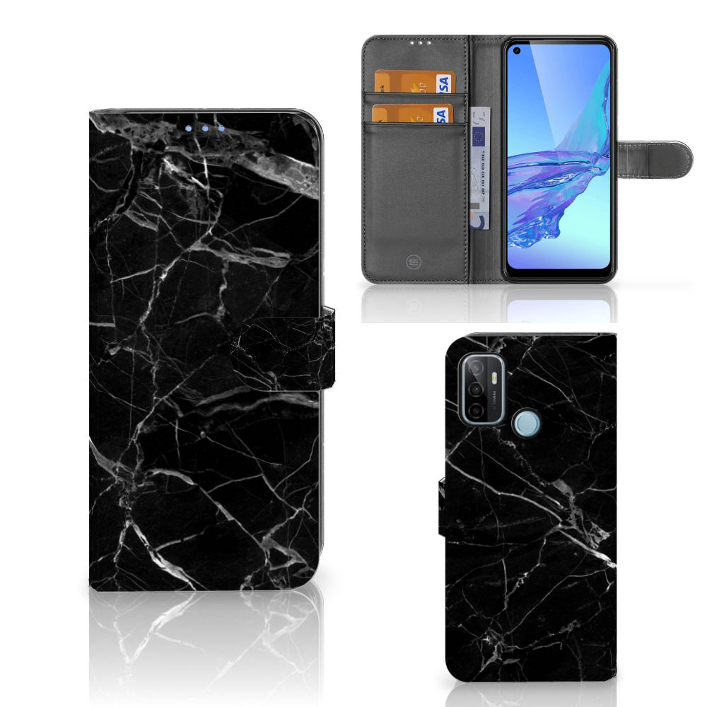 OPPO A53 | OPPO A53s Bookcase Marmer Zwart - Origineel Cadeau Vader