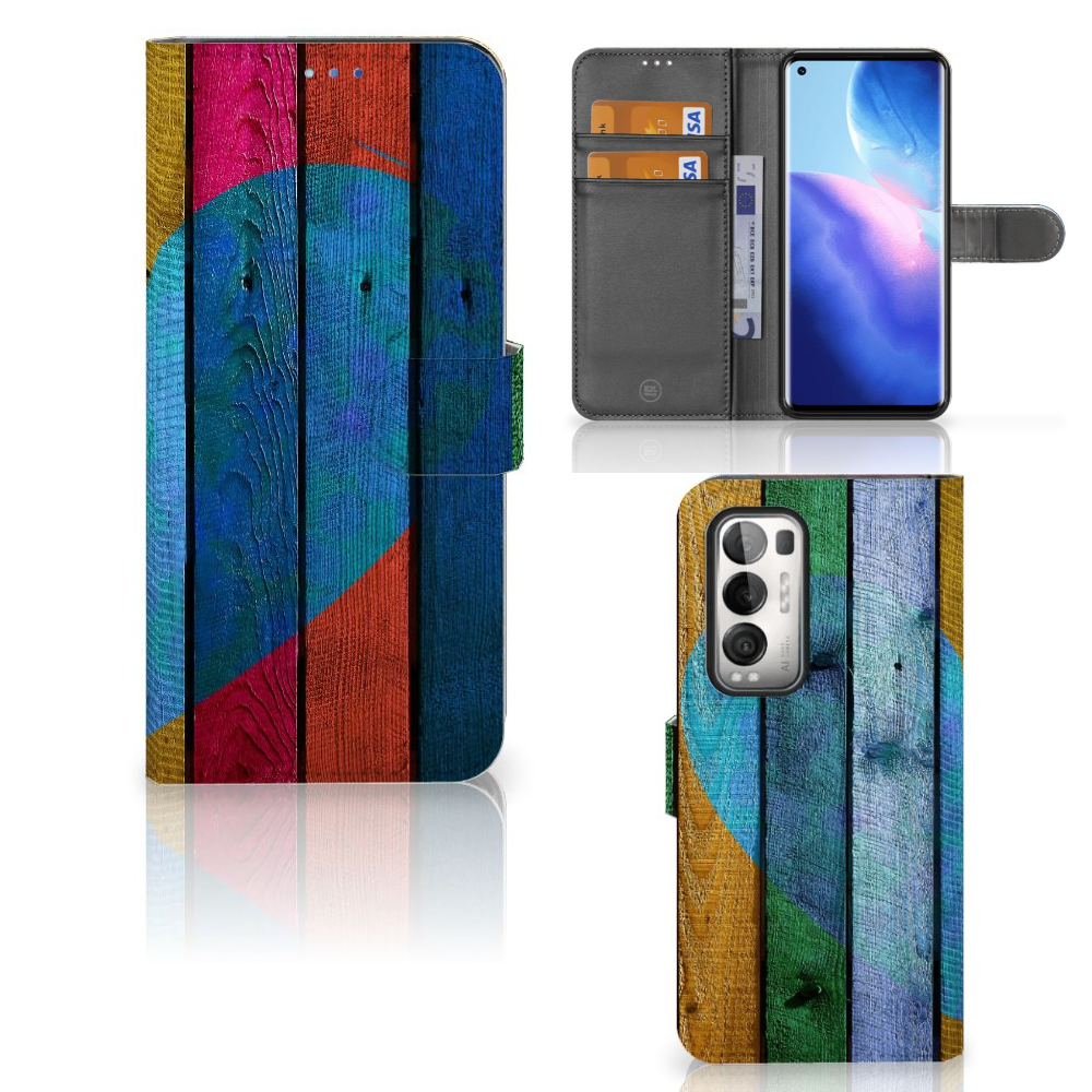 OPPO Find X3 Neo 5G Book Style Case Wood Heart - Cadeau voor je Vriend