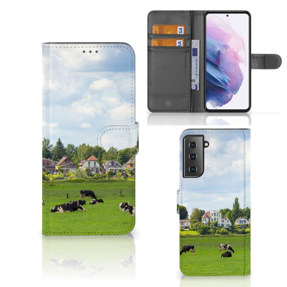 Samsung Galaxy S21 Plus Telefoonhoesje met Pasjes Koeien