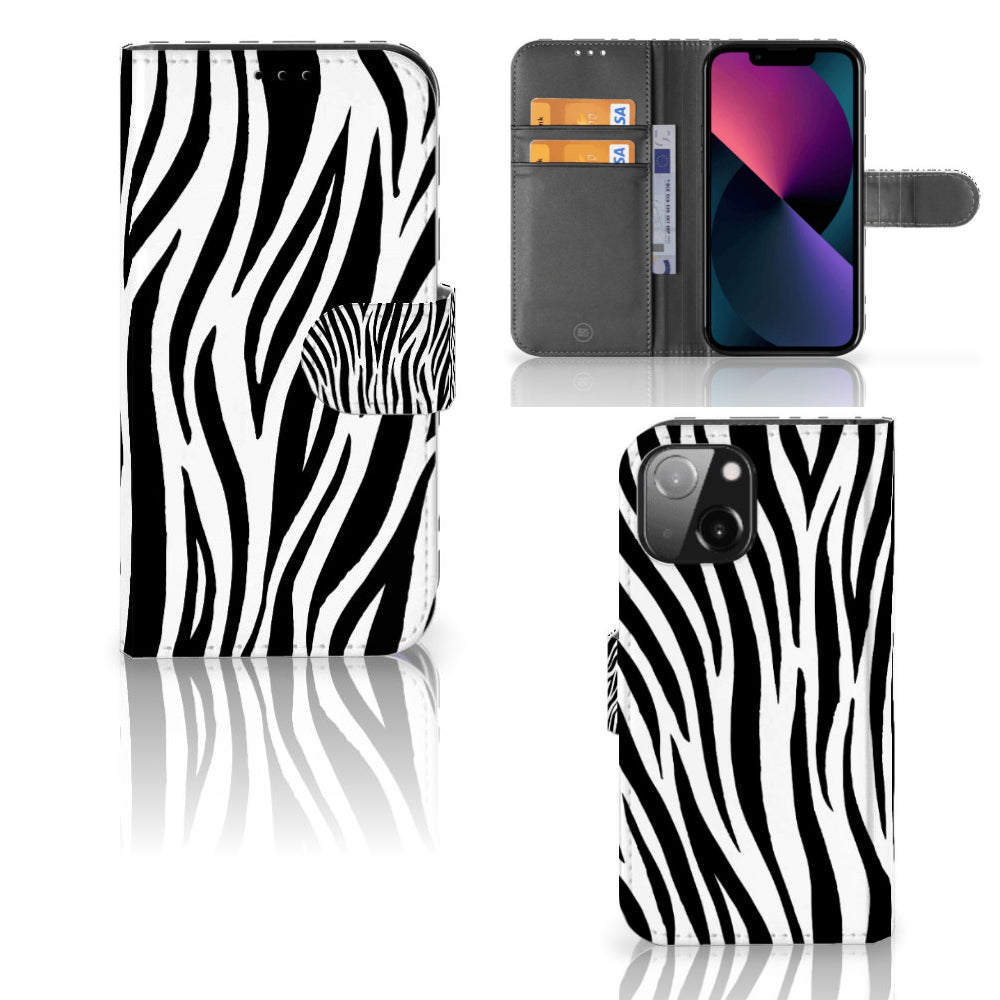 iPhone 13 Mini Telefoonhoesje met Pasjes Zebra