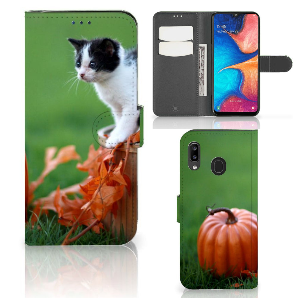 Samsung Galaxy A30 Telefoonhoesje met Pasjes Kitten