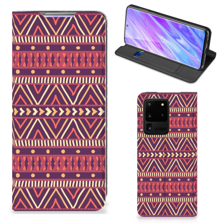 Samsung Galaxy S20 Ultra Hoesje met Magneet Aztec Paars - B2C Telecom