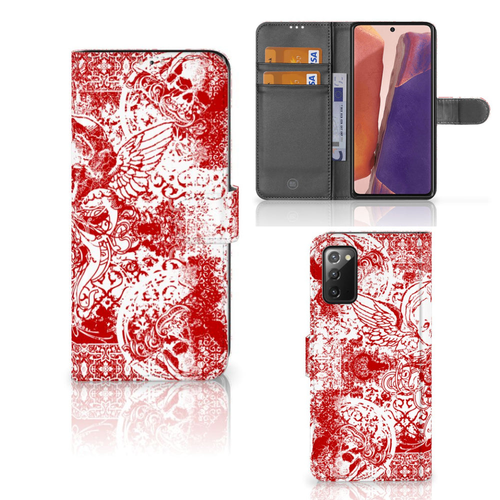 Telefoonhoesje met Naam Samsung Galaxy Note 20 Angel Skull Rood