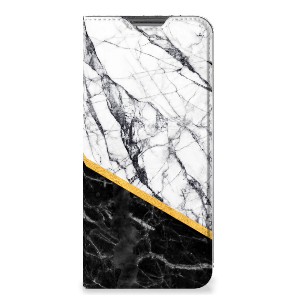 OPPO A96 | A76 Standcase Marmer Wit Zwart - Origineel Cadeau Man - B2C Telecom