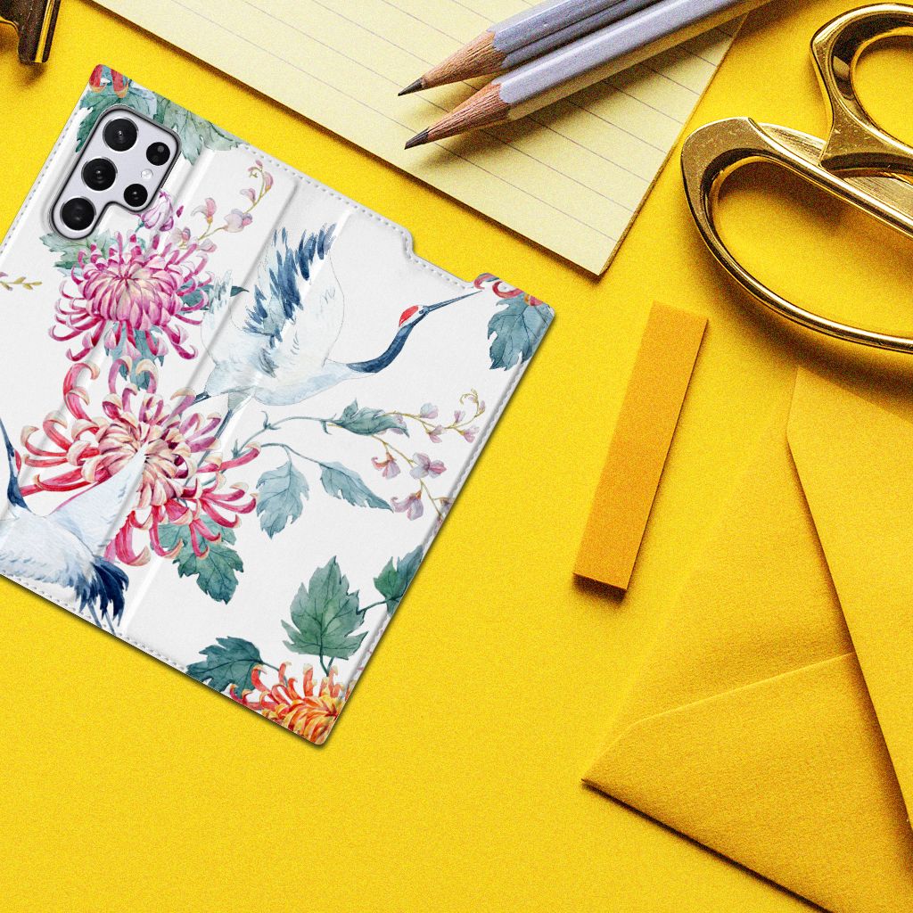 Samsung Galaxy S22 Ultra Hoesje maken Bird Flowers - B2C Telecom