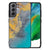 Samsung Galaxy S21FE Marmeren Print Telefoonhoesje Marble Blue Gold