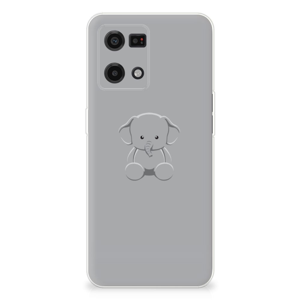 OPPO Reno7 4G Telefoonhoesje met Naam Grijs Baby Olifant B2C Telecom