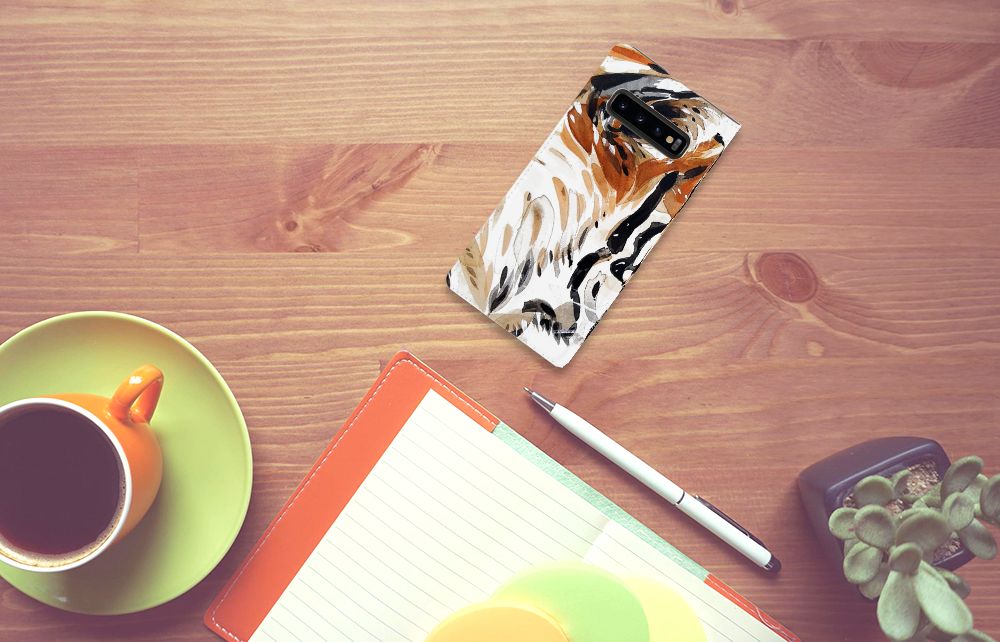 Bookcase Samsung Galaxy S10 Plus Watercolor Tiger