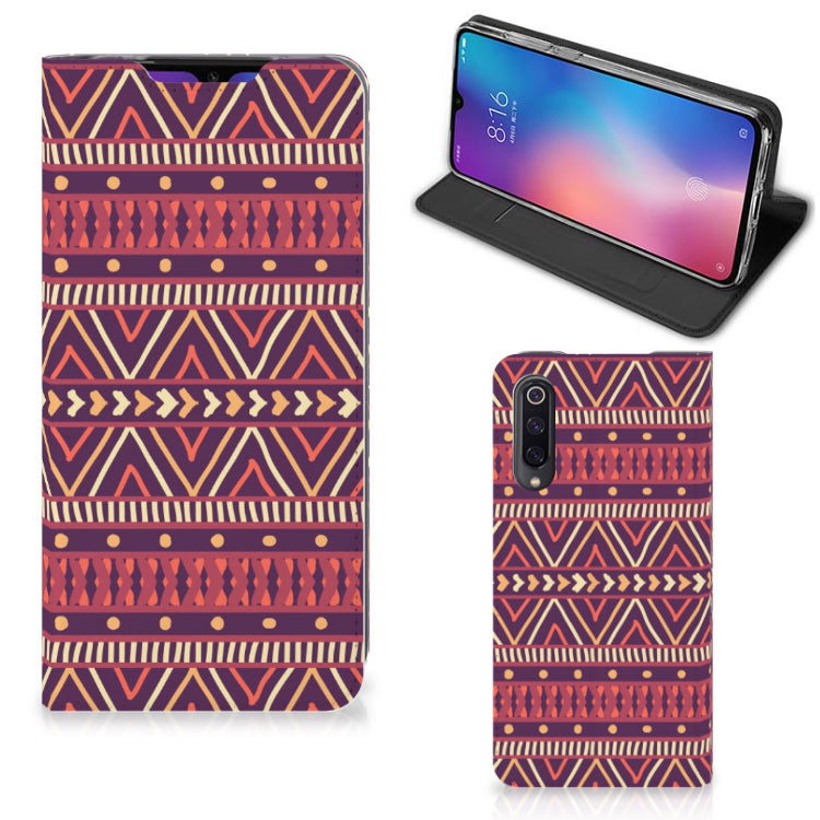 Xiaomi Mi 9 Hoesje met Magneet Aztec Paars