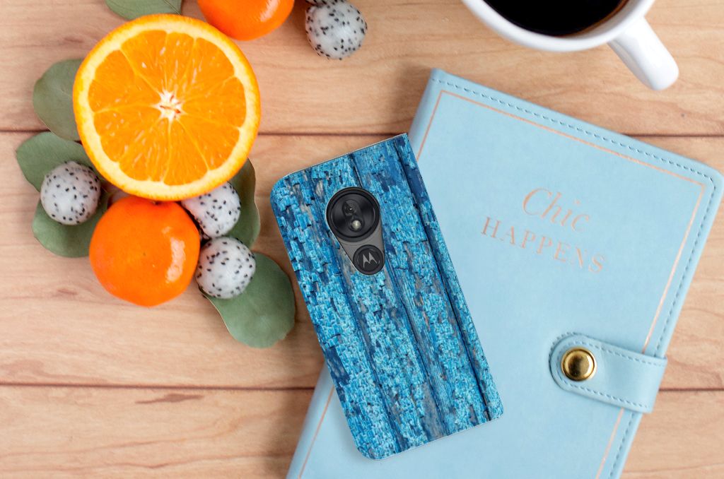 Motorola Moto G7 Play Book Wallet Case Wood Blue - B2C Telecom