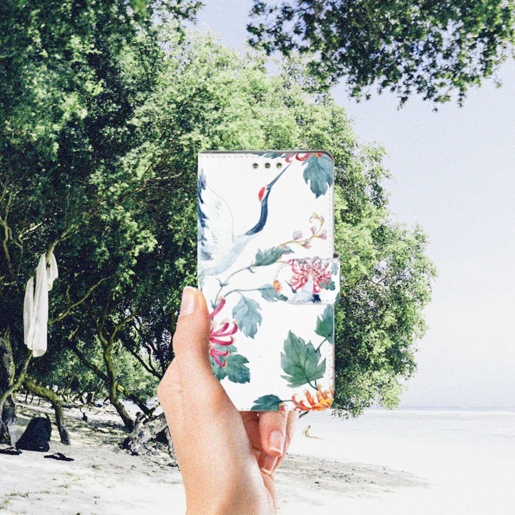 Sony Xperia XZ1 Telefoonhoesje met Pasjes Bird Flowers