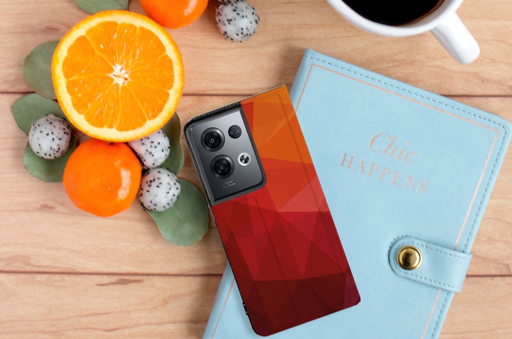 Stand Case voor OPPO Reno8 Pro Polygon Red - B2C Telecom