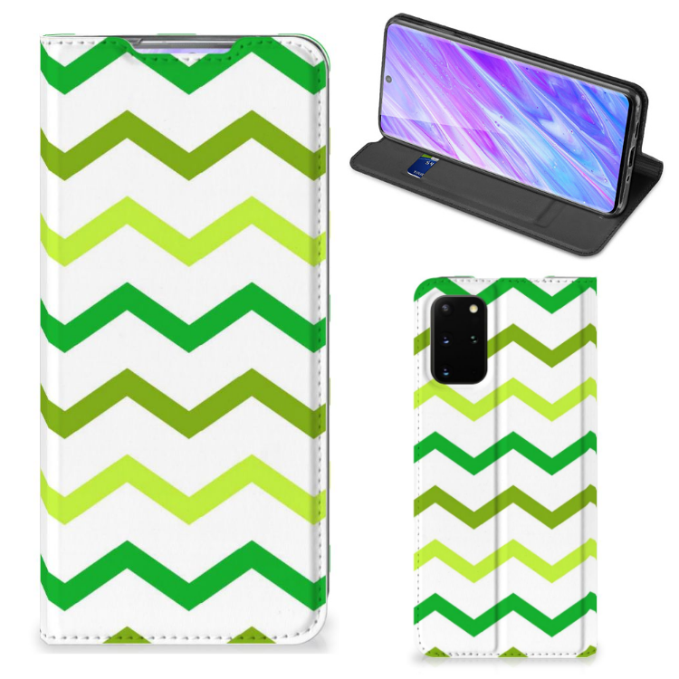 Samsung Galaxy S20 Plus Hoesje met Magneet Zigzag Groen - B2C Telecom