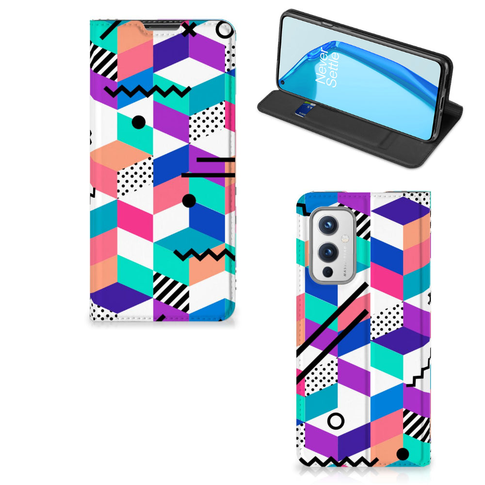 OnePlus 9 Stand Case Blokken Kleurrijk