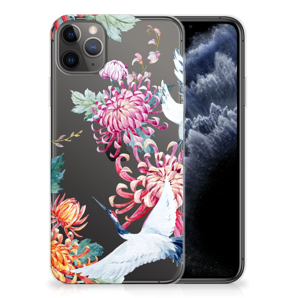 Apple iPhone 11 Pro Max TPU Hoesje Bird Flowers