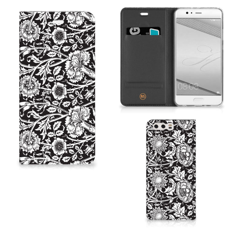 Huawei P10 Plus Smart Cover Black Flowers