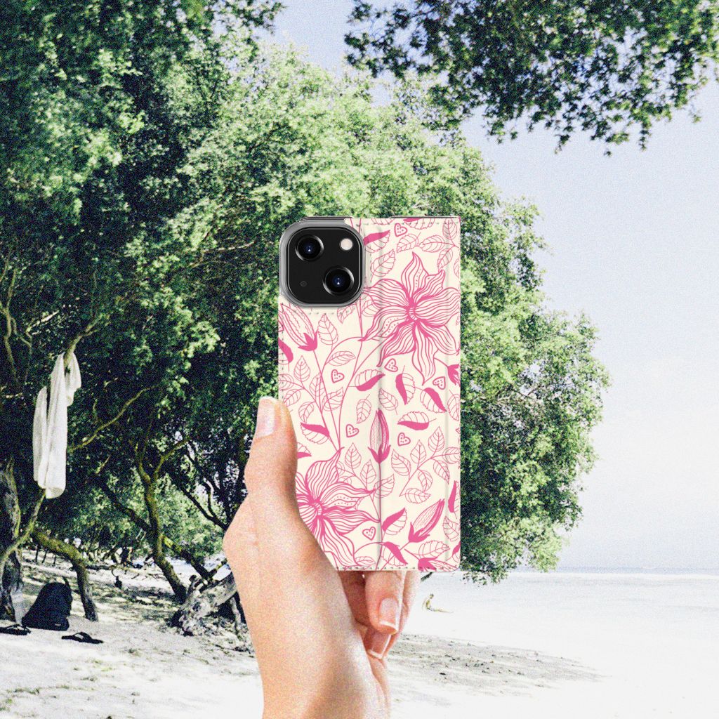 iPhone 14 Smart Cover Pink Flowers