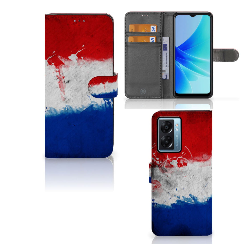 OPPO A77 5G | A57 5G Bookstyle Case Nederland met artistiek design van de Nederlandse vlag