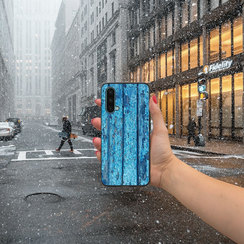 OnePlus Nord CE 5G Houten Print Telefoonhoesje Wood Blue B2C Telecom