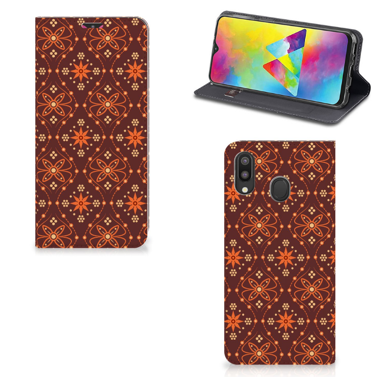 Samsung Galaxy M20 Hoesje met Magneet Batik Brown