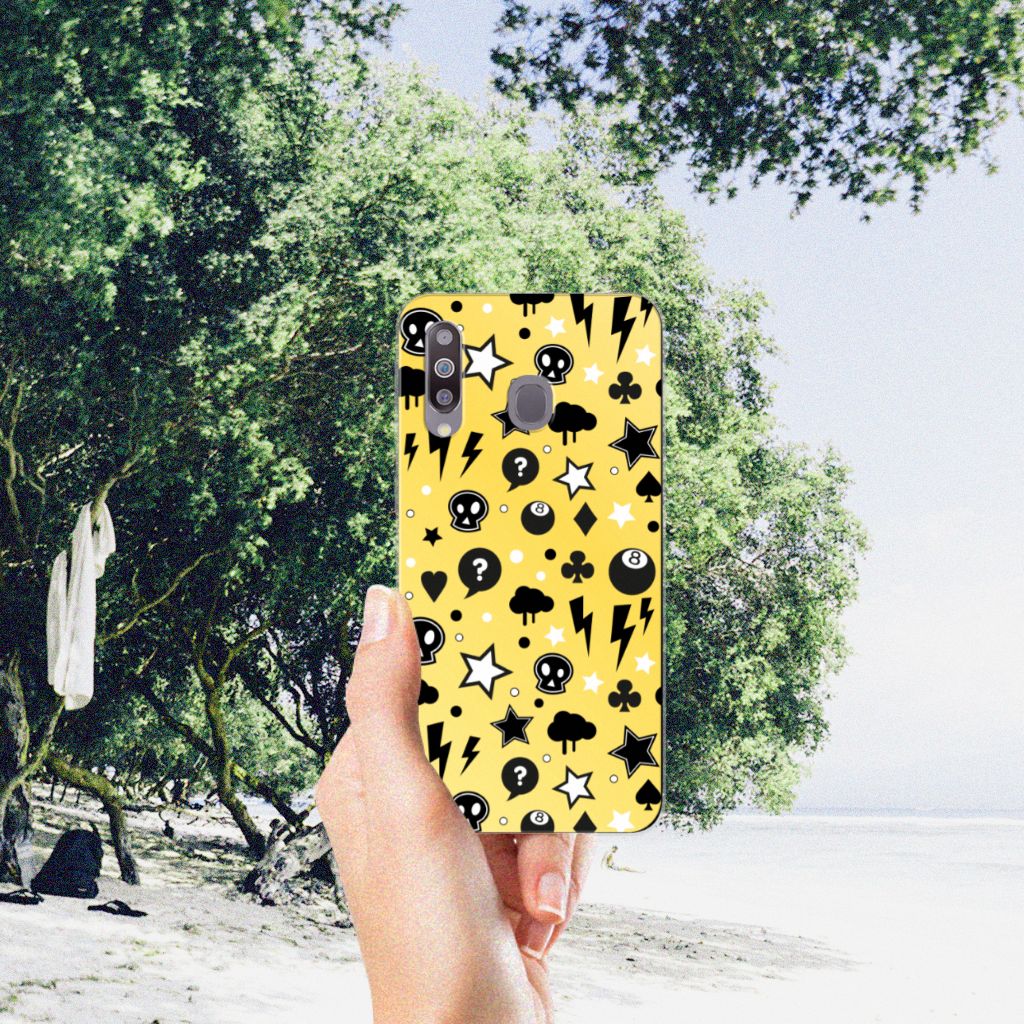 Silicone Back Case Samsung Galaxy M30 Punk Geel