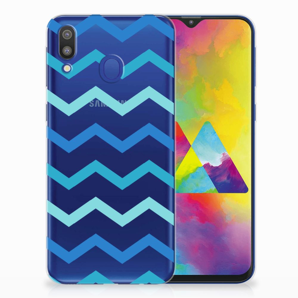 Samsung Galaxy M20 (Power) TPU bumper Zigzag Blauw