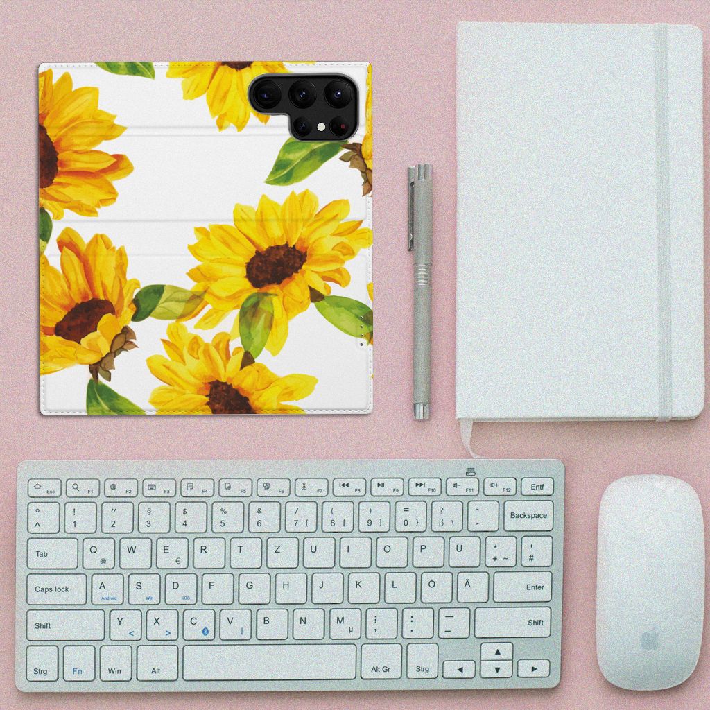 Smart Cover voor Samsung Galaxy S23 Ultra Zonnebloemen - B2C Telecom