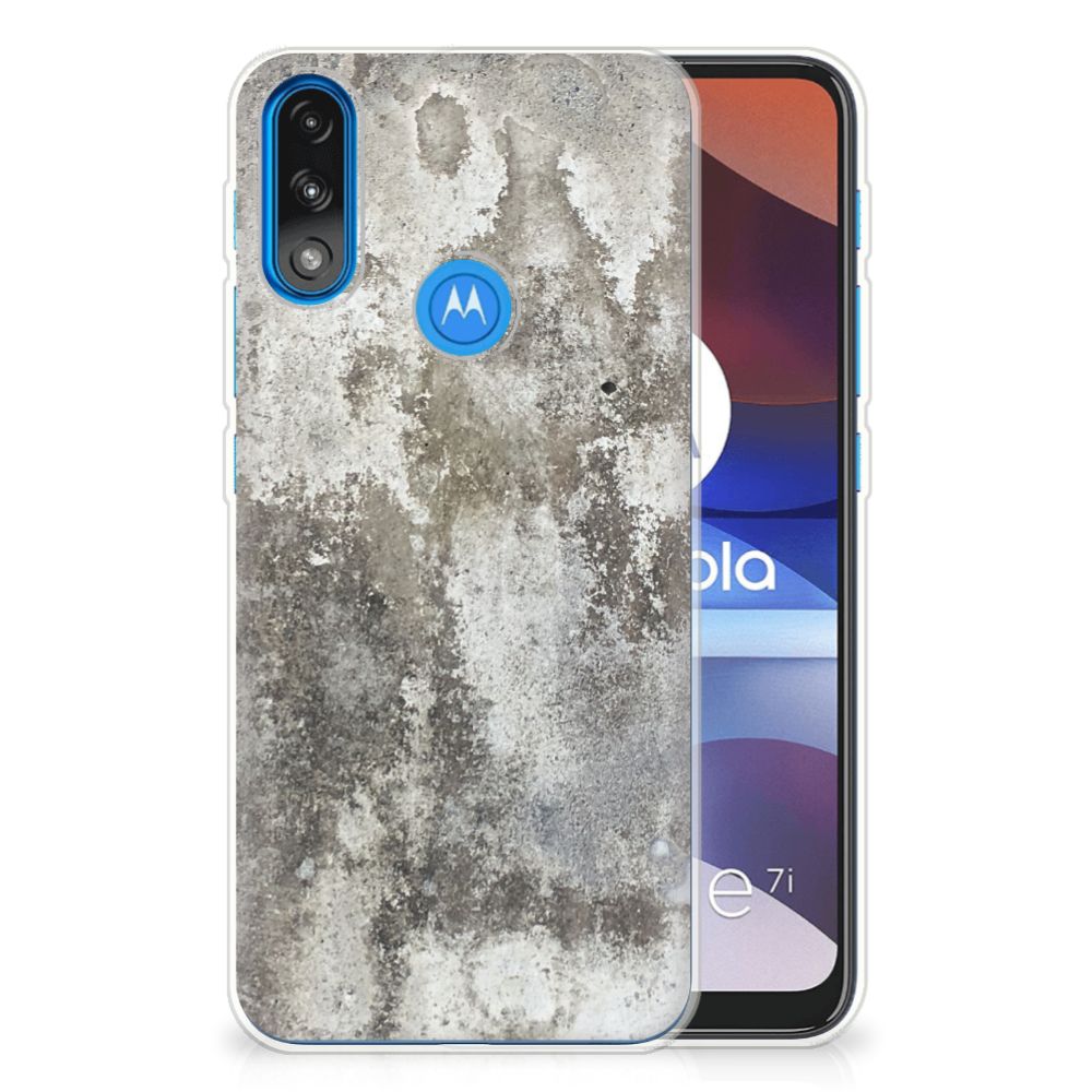 Motorola Moto E7/E7i Power TPU Siliconen Hoesje Beton Print B2C Telecom