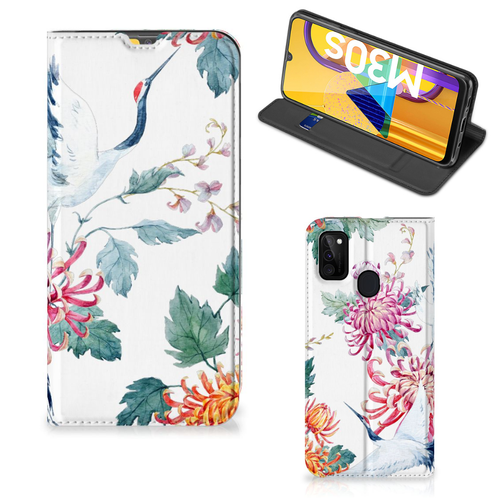 Samsung Galaxy M30s | M21 Hoesje maken Bird Flowers - B2C Telecom
