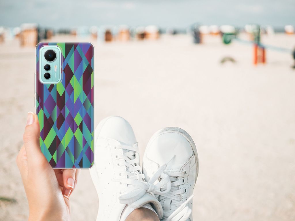 Xiaomi 12 Lite TPU Hoesje Abstract Green Blue B2C Telecom