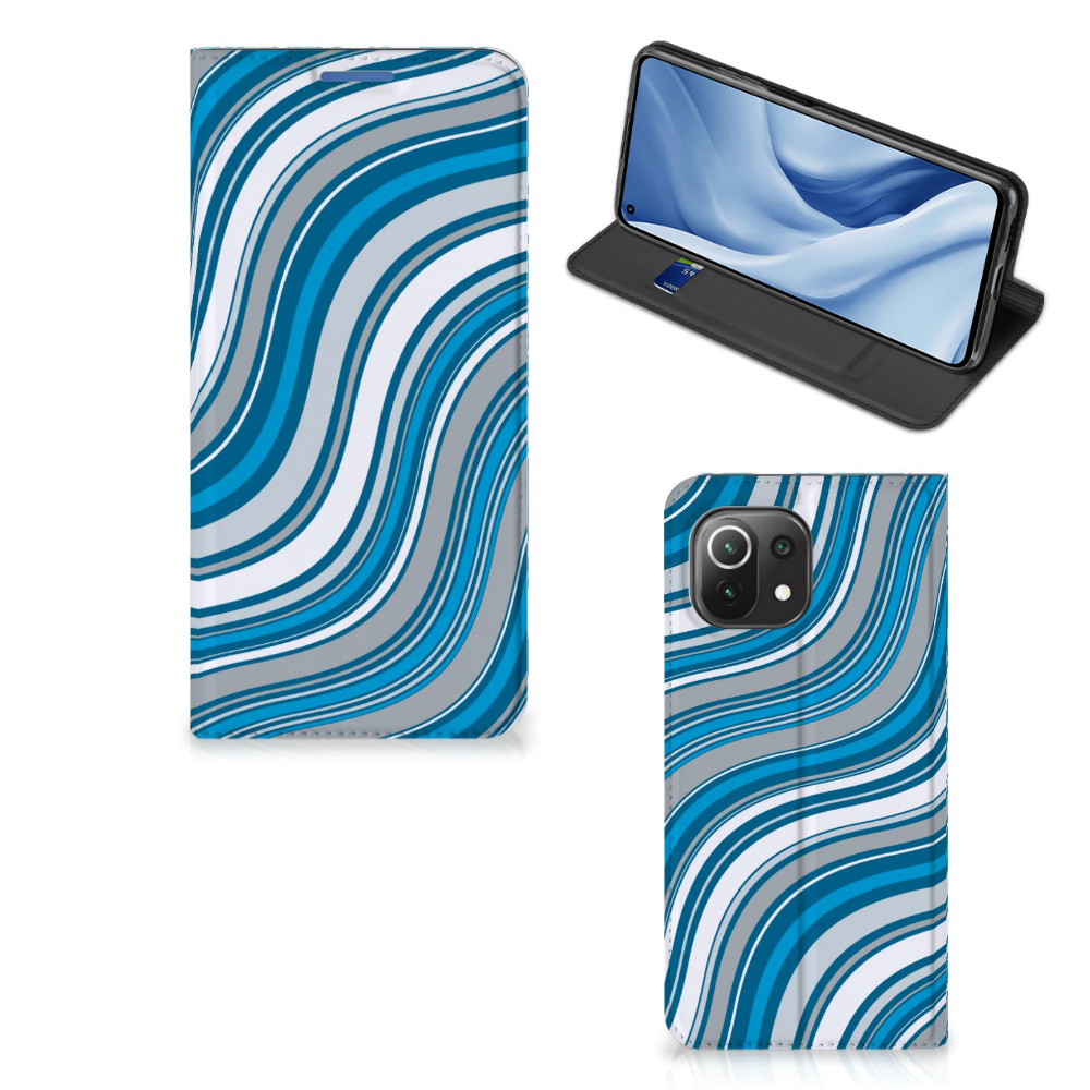 Xiaomi 11 Lite NE 5G | Mi 11 Lite Hoesje met Magneet Waves Blue - B2C Telecom