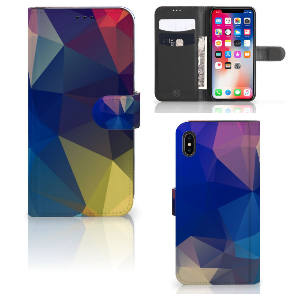 Apple iPhone Xs Max Book Case Polygon Dark