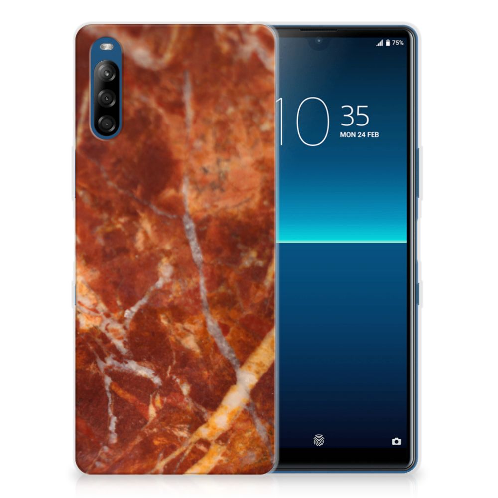 Sony Xperia L4 TPU Siliconen Hoesje Marmer Bruin
