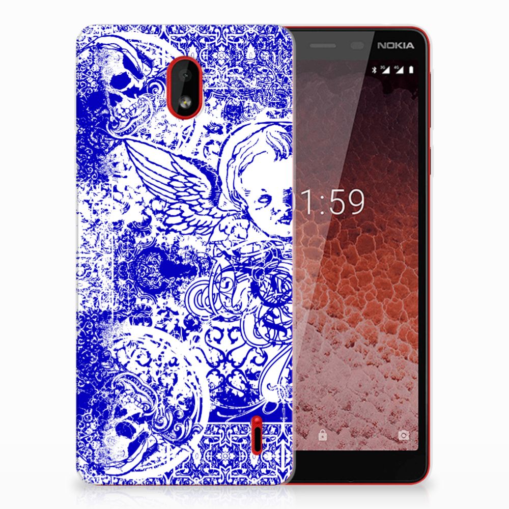 Silicone Back Case Nokia 1 Plus Angel Skull Blauw