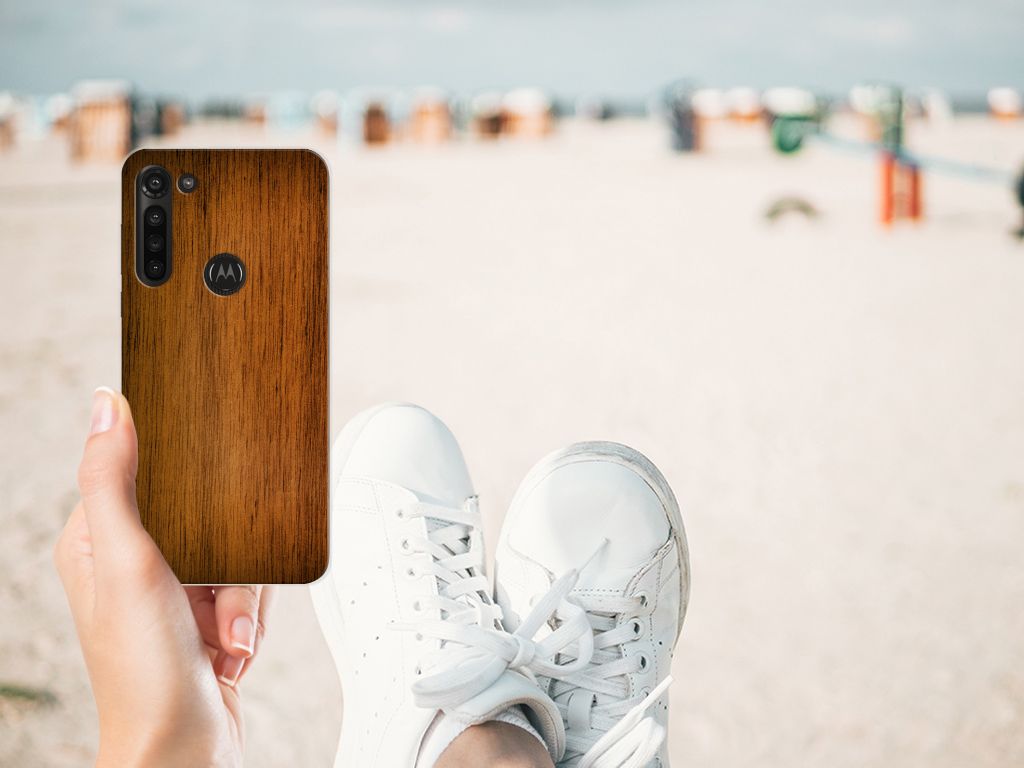 Motorola Moto G8 Power Bumper Hoesje Donker Hout B2C Telecom