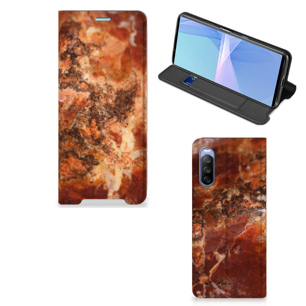 Sony Xperia 10 III Standcase Marmer Bruin - B2C Telecom