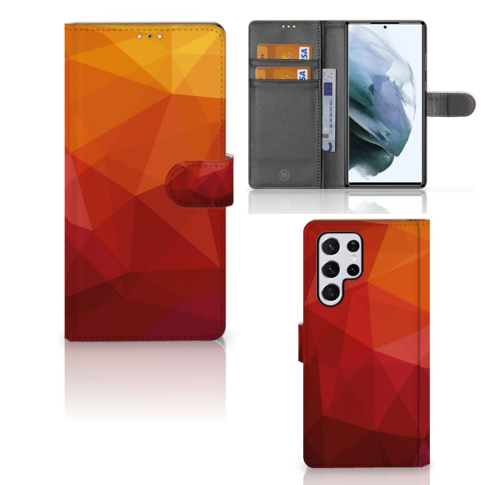 Book Case voor Samsung Galaxy S22 Ultra Polygon Red