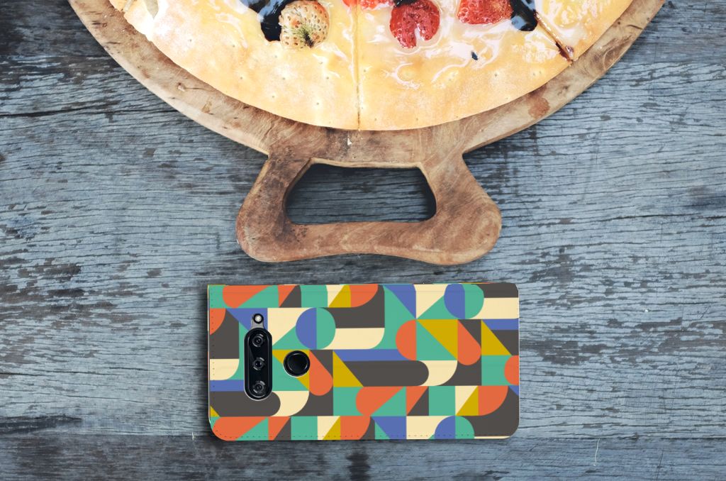 LG V40 Thinq Hoesje met Magneet Funky Retro